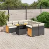 Image de vidaXL Salon de jardin 9 pcs avec coussins noir résine tressée