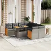 Image de vidaXL Salon de jardin 9 pcs avec coussins gris résine tressée