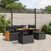 Image de vidaXL Salon de jardin 6 pcs avec coussins noir résine tressée