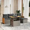 Image de vidaXL Salon de jardin 6 pcs avec coussins gris résine tressée