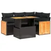 Image de vidaXL Salon de jardin 5 pcs avec coussins noir résine tressée