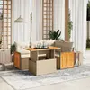 Image de vidaXL Salon de jardin avec coussins 5 pcs beige résine tressée