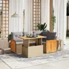 Image de vidaXL Salon de jardin avec coussins 5 pcs beige résine tressée
