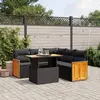 Image de vidaXL Salon de jardin 6 pcs avec coussins noir résine tressée