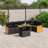 Image de vidaXL Salon de jardin 7 pcs avec coussins noir résine tressée