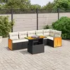 Image de vidaXL Salon de jardin 7 pcs avec coussins noir résine tressée
