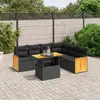 Image de vidaXL Salon de jardin 7 pcs avec coussins noir résine tressée