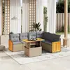 Image de vidaXL Salon de jardin avec coussins 7 pcs beige résine tressée