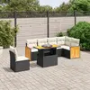 Image de vidaXL Salon de jardin 7 pcs avec coussins noir résine tressée