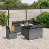 Image de vidaXL Salon de jardin 9 pcs avec coussins noir résine tressée