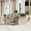Image de vidaXL Salon de jardin avec coussins 9 pcs beige résine tressée