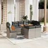 Image de vidaXL Salon de jardin 9 pcs avec coussins gris résine tressée