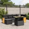 Image de vidaXL Salon de jardin 7 pcs avec coussins noir résine tressée