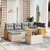 Image de vidaXL Salon de jardin avec coussins 7 pcs beige résine tressée
