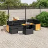 Image de vidaXL Salon de jardin 8 pcs avec coussins noir résine tressée