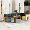 Image de vidaXL Salon de jardin 8 pcs avec coussins gris résine tressée