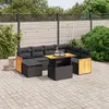 Image de vidaXL Salon de jardin 8 pcs avec coussins noir résine tressée