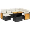Image de vidaXL Salon de jardin 8 pcs avec coussins noir résine tressée