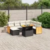 Image de vidaXL Salon de jardin 8 pcs avec coussins noir résine tressée