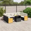 Image de vidaXL Salon de jardin 10 pcs avec coussins noir résine tressée