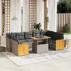 Image de vidaXL Salon de jardin avec coussins 10 pcs gris résine tressée