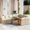 Image de vidaXL Salon de jardin avec coussins 10 pcs beige résine tressée