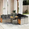Image de vidaXL Salon de jardin avec coussins 10 pcs gris résine tressée