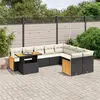 Image de vidaXL Salon de jardin 10 pcs avec coussins noir résine tressée