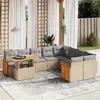 Image de vidaXL Salon de jardin avec coussins 10 pcs beige résine tressée