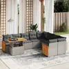 Image de vidaXL Salon de jardin avec coussins 10 pcs gris résine tressée
