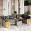 Image de vidaXL Salon de jardin 11 pcs avec coussins gris résine tressée