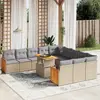 Image de vidaXL Salon de jardin 11 pcs avec coussins beige résine tressée
