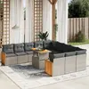 Image de vidaXL Salon de jardin 11 pcs avec coussins gris résine tressée