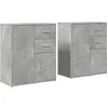Image de vidaXL Buffets 2 pcs gris béton 60x31x70 cm bois d'ingénierie