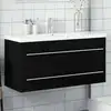 Image de vidaXL Armoire lavabo de salle de bain avec bassin intégré noir