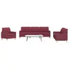 Image de vidaXL Ensemble de canapés 3 pcs rouge bordeaux tissu