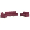 Image de vidaXL Ensemble de canapés 3 pcs coussins décoratifs bordeaux tissu