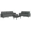 Image de vidaXL Ensemble de canapés 3 pcs avec repose-pied gris foncé tissu