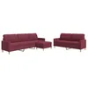 Image de vidaXL Ensemble de canapés 3 pcs avec repose-pied rouge bordeaux tissu