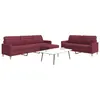 Image de vidaXL Ensemble de canapés 3 pcs avec repose-pied rouge bordeaux tissu