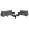 Image de vidaXL Ensemble de canapés 2 pcs coussins décoratifs gris foncé tissu