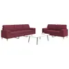 Image de vidaXL Ensemble de canapés 2 pcs coussins décoratifs bordeaux tissu
