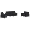 Image de vidaXL Ensemble de canapés 3pcs et coussins et traversins noir velours, canapé, siège de canapé, canapé relax, canapé confort, fauteuil de télévision