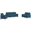 Image de vidaXL Ensemble de canapés 3pcs et coussins et traversins bleu velours