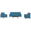 Image de vidaXL Ensemble de canapés 3pcs et coussins et traversins bleu velours