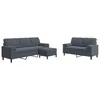 Image de vidaXL 3-delige Loungeset met kussens fluweel donkergrijs