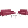 Image de vidaXL Ensemble de canapés 3 pcs avec coussins Rouge bordeaux Velours