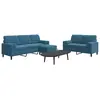 Image de vidaXL Ensemble de canapés 3pcs et coussins et traversins bleu velours