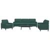 Image de vidaXL Ensemble de canapés 3 pcs avec coussins Vert foncé Velours