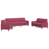 Image de vidaXL Ensemble de canapés 3 pcs avec coussins Rouge bordeaux Velours
